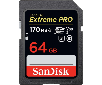 Karta pamięci Sandisk 64GB Extreme Pro 170/90 MB/s U3 V30 (odczyt/zapis)